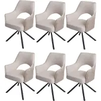 MCW 6er-Set Esszimmerstuhl MCW-K30, Küchenstuhl Lehnstuhl, drehbar Auto-Position, Stoff/Textil MVG creme