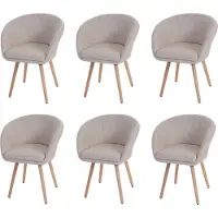 Mendler 6er-Set Esszimmerstuhl Vaasa T633, Retro Textil, creme/grau