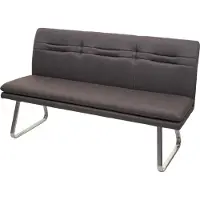 Mendler Sitzbank MCW-H70, Esszimmerbank Bank Polsterbank, Rückenlehne Stoff/Textil Edelstahl gebürstet grau-braun 160cm