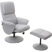 Mendler Relaxsessel Stockholm, Fernsehsessel Relaxliege TV-Sessel mit Hocker Stoff/Textil, hellgrau