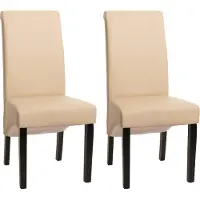Mendler 2er-Set Esszimmerstuhl Cesena Leder, creme, dunkle Füße