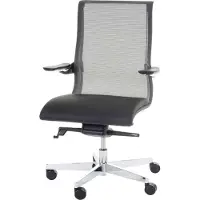 Mendler Bürostuhl MERRYFAIR Perth, Schreibtischstuhl Drehstuhl, Leder-/Netzkombination schwarz Standard