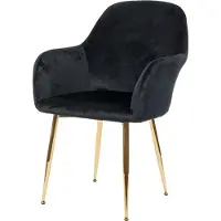 Mendler Esszimmerstuhl MCW-F18, Stuhl Küchenstuhl, Retro Design Samt schwarz, goldene Beine
