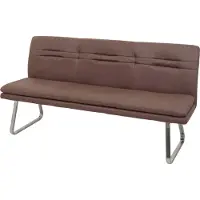 Mendler Sitzbank MCW-H70, Esszimmerbank Bank Polsterbank, Rückenlehne Stoff/Textil Edelstahl gebürstet braun 180cm