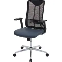 Mendler Bürostuhl MCW-J53, Drehstuhl Schreibtischstuhl, ergonomisch Kunstleder blau-grau