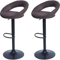 Mendler 2er-Set Barhocker MCW-F46, Barstuhl Tresenhocker Bistrohocker, Gestell schwarz WildKunstleder, vintage dunkelbraun