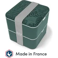 Monbento Large Bento Box MB Square Jungle with Compartments Made in France - Leakproof Lunch Box for Work/Sch