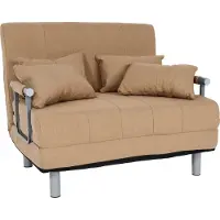 Mendler Schlafsessel MCW-K29, Klappsessel Schlafsofa Gästebett Relaxsessel, Liegefläche 186x97cm Stoff (270g/m²) creme-beige