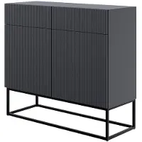 Selsey Veldio - Sideboard 2-türig mit Schubladen, schwarz mit Metallgestell, 100 cm