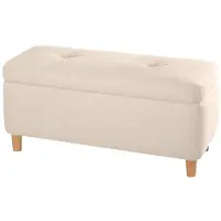 Hannah Home , Rocio - Cream, Sitzpuff, 50 % BAUMWOLLE / 50 % LEINEN, Creme, 100 x 41 x 45 cm