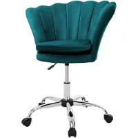 ML-Design Bürostuhl aus Samt, Petrol, Schminktisch Stuhl mit Muschel-Rückenlehne, Drehstuhl mit Rollen, Schreibtischstuhl höhenverstellbar Drehhocker