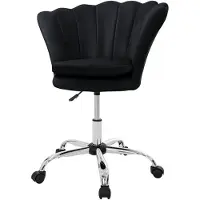 ML-Design Bürostuhl aus Samt, Schwarz, Schminktisch Stuhl mit Muschel-Rückenlehne, Drehstuhl mit Rollen, Schreibtischstuhl höhenverstellbar Drehhocker