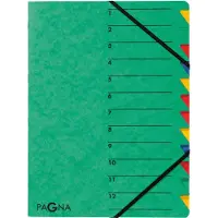 Pagna Ordnungsmappe Easy 12 Fächer, A4, Grün, Porträt, 240 mm, 5 mm, 320 mm