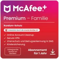McAfee + Premium Family 1 Jahr Unbegrenzte Geräte