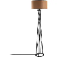Opviq , Industrielle Stehlampe mit Metallkörper, 50 cm Breite, 175 cm Höhe, 50 cm Tiefe | E27 Fassung, max. 40 W, 200 cm Kabel | Elegantes Design für moderne Räume, Braun.