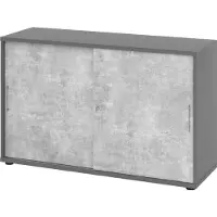 Hjh OFFICE PRO BETA 1752S - 2 OH Schiebetürenschrank Graphit/Beton Metallgriff