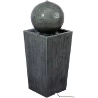 Dobar Gartenbrunnen Apollon L30xB30xH78,5 cm cm mit LEDs und Solar-Panel, Polyresin (Kunstein) grau in Stein-Optik