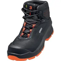 Uvex 3 Sicherheitsschuh S3 Schnürstiefel Weite 10, Männlich, Erwachsener, Sicherheitsschuhe, Schwarz, Orange, EN, ESD, SRC, Leder