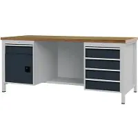 Bedrunka & hirth Werkbank grau lichtgrau B2000xH859xT750mm Buche Multiplex 40mm 5 Schubl.1 Tür - 03.19.26VA_7035_7016_NWV