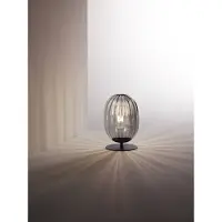 FABAS LUCE Infinity Tischleuchte aus Rauchmetall und mundgeblasenem Glas, modernes Design mit E27-Fassung, 280x180mm, Schutzklasse 2, robuste Verarbeitung
