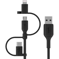 Belkin BOOST CHARGE, 1 m, USB A, USB C/Micro-USB B/Lightning, Schwarz