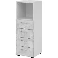 Hjh OFFICE PRO BETA 9 | Schrank mit 4 Schüben | 3 OH - Grau/Beton