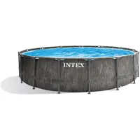 Intex Baltik, 16805 l, Gerahmter Pool, Kind & Erwachsener, Leiter, Blau, Grau, 73,4 kg
