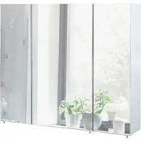 MÖBELPARTNER Spiegelschrank Basic 90 x 16 x 70,7 cm weiß hochglanz 3-türig