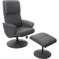 Mendler Relaxsessel Stockholm, Fernsehsessel Relaxliege TV-Sessel mit Hocker Kunstleder, mattgrau