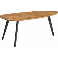Wohnling Couchtisch Akazie Massivholz 110 x 45 x 60 cm Wohnzimmertisch Nierenform Sofatisch Modern Holztisch Tisch Wohnzimmer Holz/Metall
