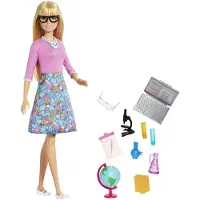 Barbie Lehrerin-Puppe, blond, mit zehn Zubehörteilen für den Unterricht, Geschenk für Kinder im Alter von 3 bis 7 Jahren, Modepuppe, Weiblich, 3 Jahr(e), Junge/Mädchen, 330,2 mm, 120 g