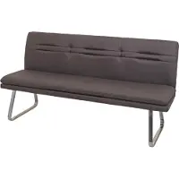 Mendler Sitzbank MCW-H70, Esszimmerbank Bank Polsterbank, Rückenlehne Stoff/Textil Edelstahl gebürstet grau-braun 180cm