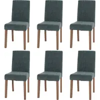 Mendler 6er-Set Esszimmerstuhl Littau, Stuhl Küchenstuhl Hochlehner, Stoff/Textil Chenille Holz grün, naturfarbene Beine
