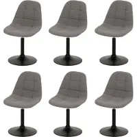 Mendler 6er-Set Esszimmerstuhl MCW-A60, Küchenstuhl Stuhl Drehstuhl, Stahl MVG Stoff/Textil Bouclé (450g/m²) grau