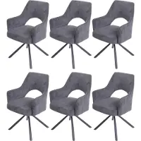 Mendler 6er-Set Esszimmerstuhl MCW-K30, Küchenstuhl Lehnstuhl, drehbar Auto-Position, Stoff/Textil MVG Kord-dunkelgrau