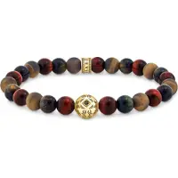Thomas Sabo A2145-324-2 Beads-Armband in Unisexgröße Tigerauge vergoldet