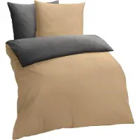 TRAUMSCHLAF Melange Biber Bettwäsche Kissenbezug einzeln 40x80 cm beige-anthrazit