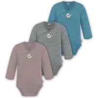 Normani 3er Pack Baby Merino Langarm Wickelbody für Junge und Mädchen - 9355