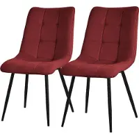 ML-Design Esszimmerstühle 2er Set Rot, Wohnzimmerstühle mit Stoffbezug und Metallbeinen, Küchenstühle mit Rückenlehne