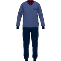 Götzburg Pyjama "Manhattan" 2 tlg. Langarm, V-Ausschnitt, lange Hose, V-Ausschnitt, Baumwolle