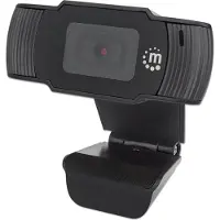 Manhattan 1080p USB-Webcam, Zwei Megapixel, 1080p Full HD, USB-A-Stecker, integriertes Mikrofon, verstellbare Cliphalterung, 30 fps, schwarz, 2 MP, 1920 x 1080 Pixel, Full HD, 30 fps, 1080p, MJPEG