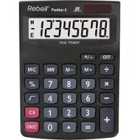 Rebell Panther 8, Desktop, Einfacher Taschenrechner, 8 Ziffern, 1 Zeilen, Batterie/Solar, Schwarz