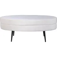 Venture Home | Fußhocker Penelope Samt Weiß Samt 100x41x40 cm | NADUVI