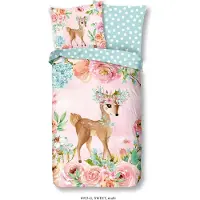 Muller Textil Duvet cover Good Morning 135x200 + 1* 80x80 cm - deer with flowers