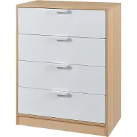 En.casa Kommode ‘Varkaus’ mit 4 Schubladen 90 x 70 x 40 cm Eichenoptik / Weiß