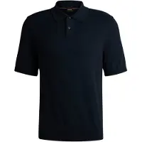 BOSS Orange Poloshirt kurzarm dunkelblau einfarbig Baumwolle