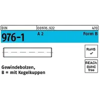 Industrial Quality Supplies Gewindebolzen DIN 976 Kegelkuppen BM 8x 190 A 2 50 Stück
