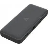 V7 UCMINIDOCKDUAL-PT, Andocken, USB 3.2 Gen 1 (3.1 Gen 1) Type-C, 100 W, 10,100,1000 Mbit/s, Schwarz, MicroSD (TransFlash), SD