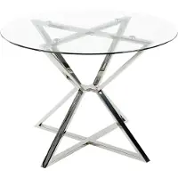 Beliani Esstisch oval aus silberfarbenem, transparentem temperiertem Glas 105 cm glänzende Metallbeine