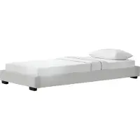 Corium Kunstlederbett Polsterbett aus Kunstleder Bettgestell mit Lattenrost 90x200 cm Bett inkl. Lattenrahmen Einzelbett Jugendbett Kunstleder in Weiß